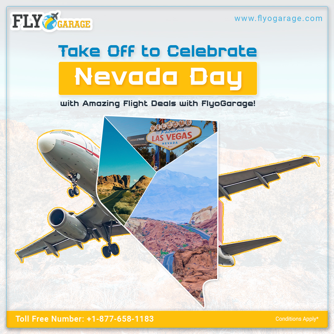 flyogarage's tweet image. Elevate your Nevada Day celebration with incredible flight deals from FlyoGarage! Secure your seat and soar into savings. Where will your adventure take you?

☎️+1-877-658-1183
🌐flyogarage.com

#NevadaDay #FlyoGarage #TravelDeals #AdventureAwaits #TravelJoy