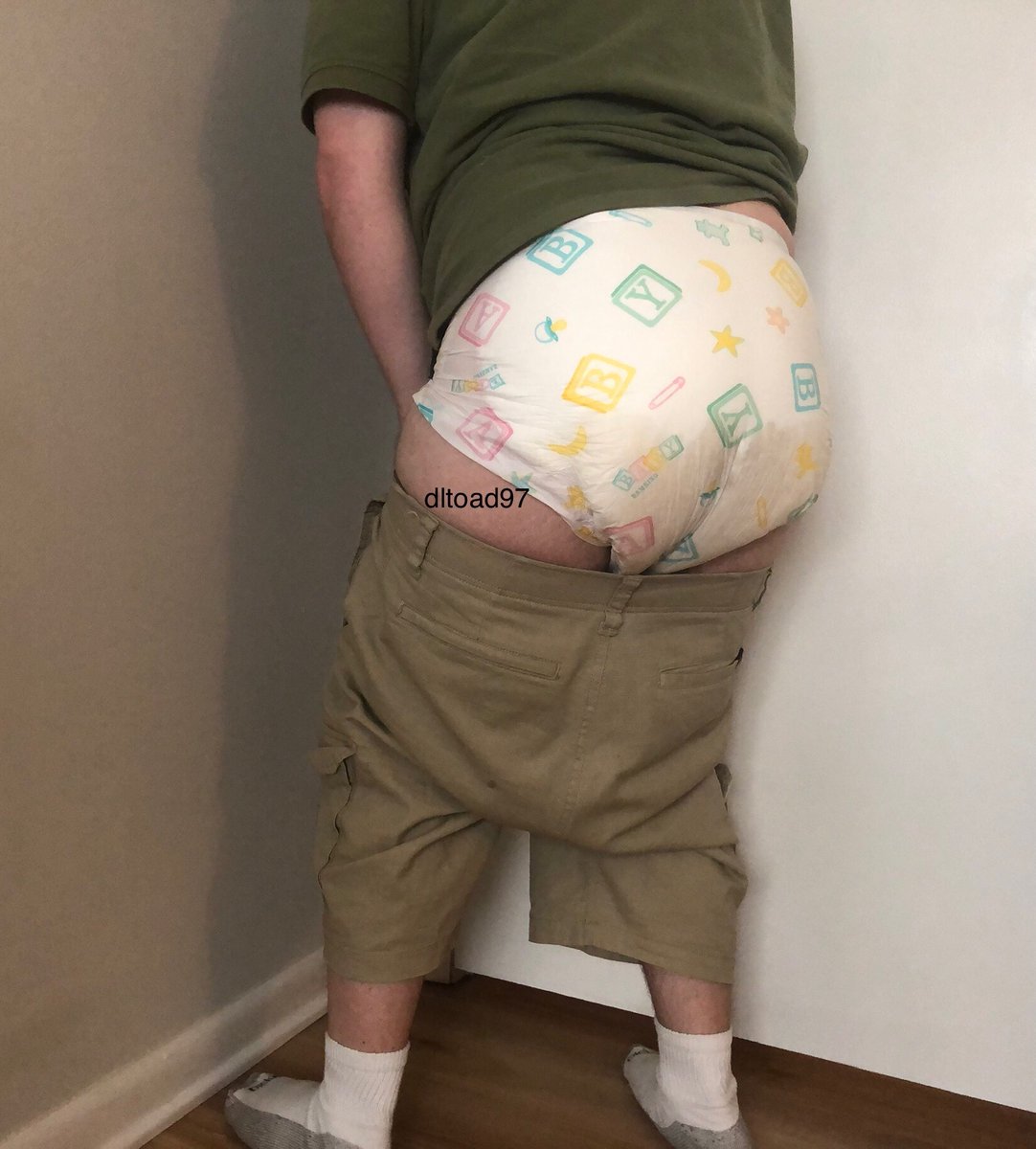 dltoad97's tweet image. If the crinkling didn’t give it away, if the waistband peeks or puffy butt didn’t give it away, if the embarrassing print on my diaper didn’t give it away, then the smell and the stained seat of a messy diaper absolutely should betray the fact that I’m just a diaper cuck…