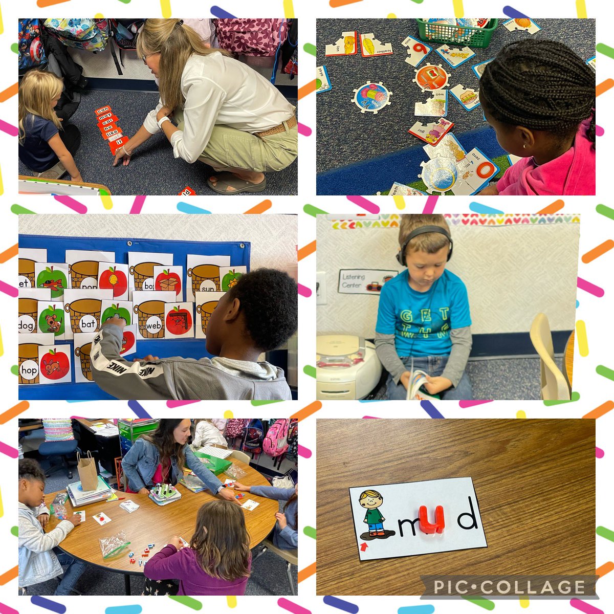 Mrs.Holle’s 1st grade class is working on their stations while students are working at teacher table. These kids know exactly what to do and taught me how to work at their stations! @BoydBlackhawks