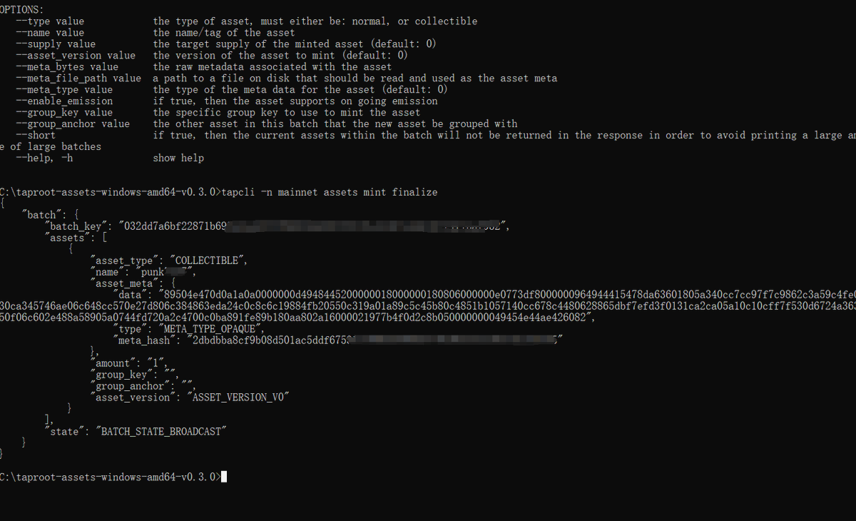 A_ABean's tweet image. 先简单测试打了一张 punk #taprootassets  
但是被卡了🥲