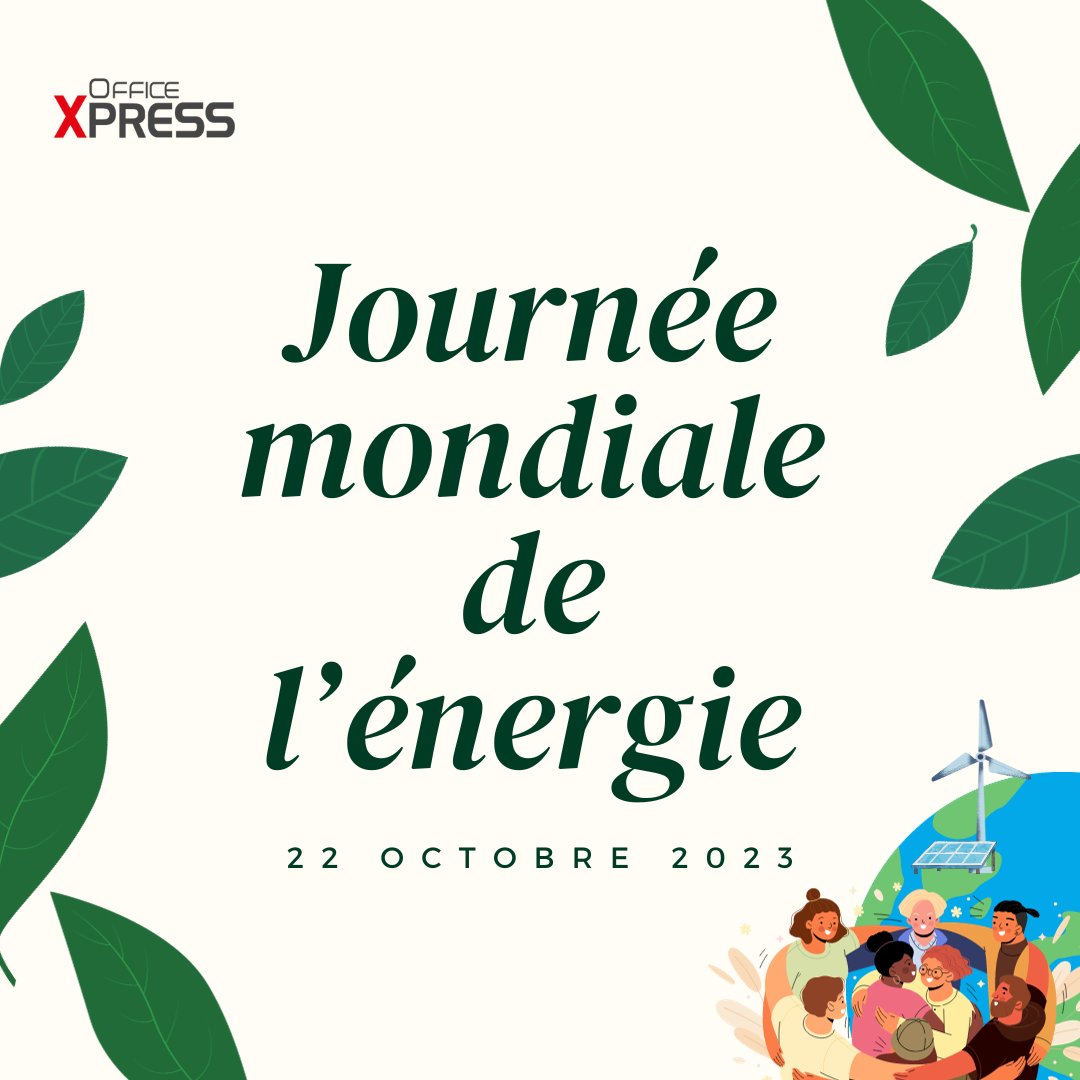 OfficeXpressFR's tweet photo. Aujourd'hui c'est la Journée mondiale de l'énergie 🌍🙌 

Tous ensemble, prenons soin de notre planète en diminuant notre consommation d'énergie et participons à l'utilisation des énergies renouvelables 💡🍃  

#énergiepourtous #développementdurable #economiedenergie https://t.co/kywS2B4KBR