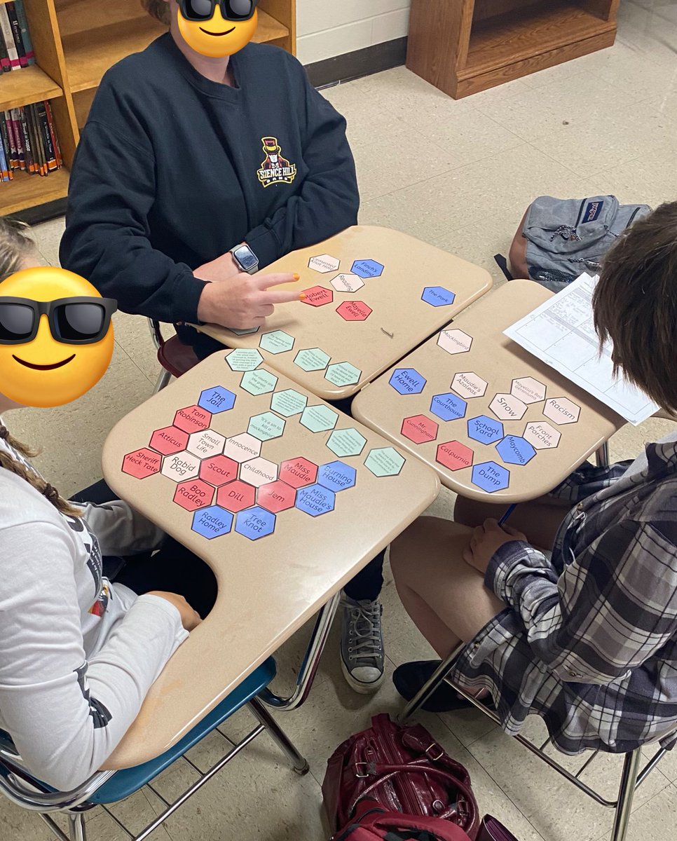 As we are winding down our unit novel of To Kill A Mockingbird, 9th grade Ss @sciencehill_jcs were able to show the connections they made on our visible thinking Hex Map! Ss defended their connections to the class and through written analysis📝💻