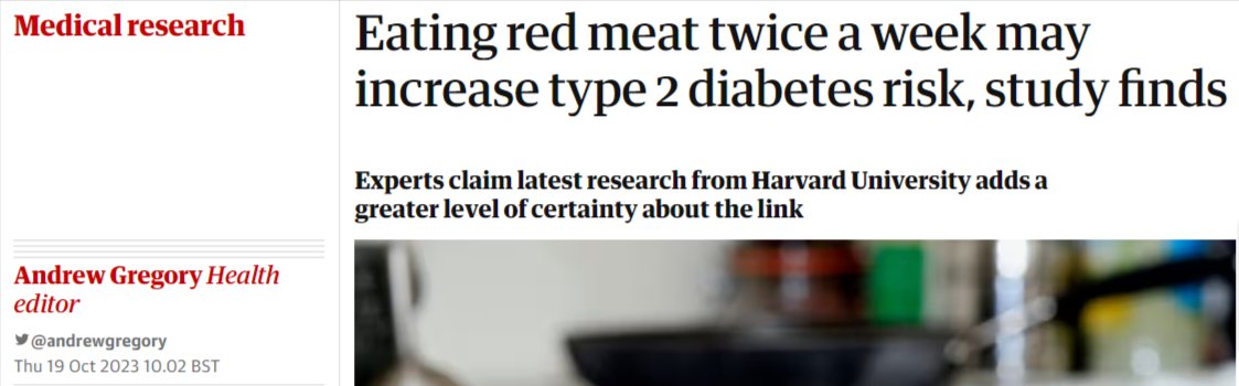 This makes no sense. 
T2D is essentially the inability to handle glucose. 
Red meat contains no glucose.
I wonder if the fries, burger buns &amp; fizzy drinks that accompany the hamburger impact T2D? 🤔