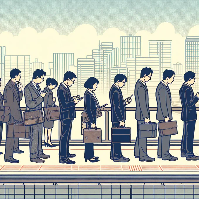 [AI]どうにも「整列乗車」させようとすると京急久里浜の始発待ちみたいなやつになってしまう。(DALL·E 3)