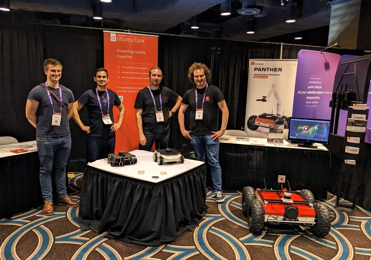 husarion's tweet image. Are you at #ROSCon 2023?

Don’t forget to visit us at the @Canonical booth 23, 24, where we’re showcasing the results of our partnership - live demos running on snaps:
👉 Visualization of data from lidar and camera on #HusarionPanther.
👉 Mapping with our #ROSbot XL.…