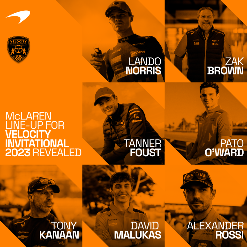 McLarenF1's tweet photo. Introducing the McLaren line-up on show at this year's @VelocityInv! It's going to be an EPIC event. 🤩🧡 

Find out more, including how to purchase tickets, in the link below. 👇

#VelocityInvitational