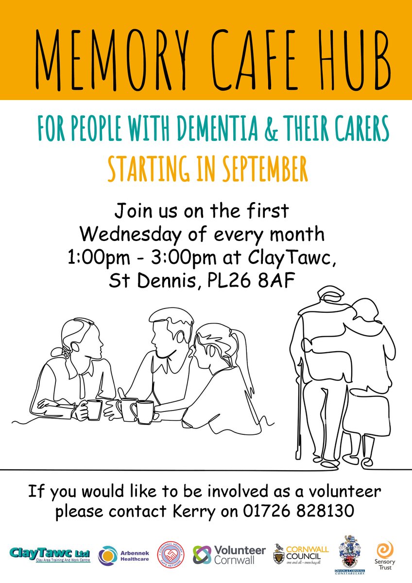 The next memory café hub at St Dennis will take place on Wednesday 1st November 2023.
This is organised in conjunction with multiple agencies, for people living with dementia and their carers.