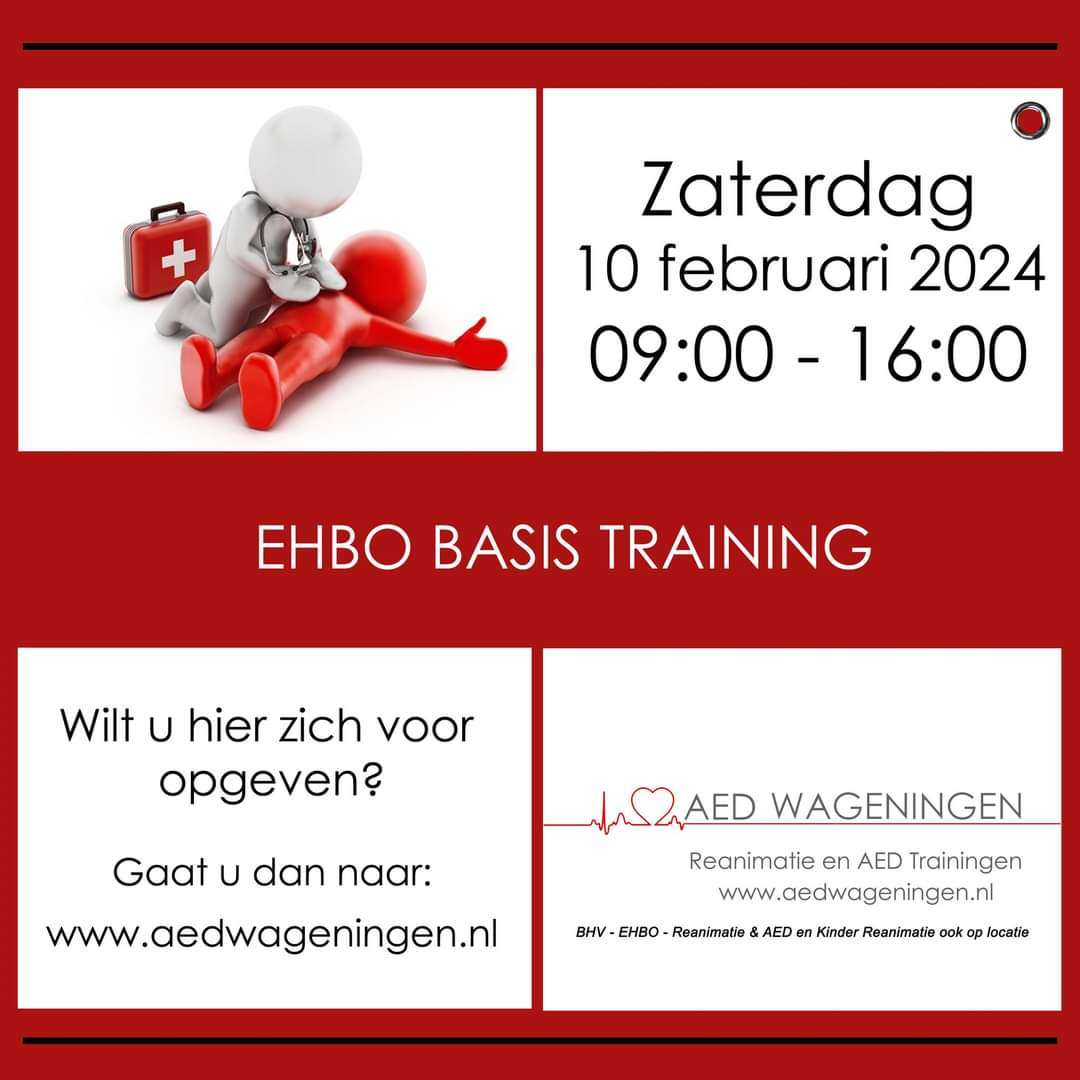 Altijd al EHBO of Kinderreanimatie willen volgen?

Dit is je kans we hebben weer een datum in de planning staan.
Schijf je nu in via onze webshop!
aedwageningen.nl

Delen = lief ♥🙏
#reanimatie #EHBO #AED #Wageningen #eerstehulp