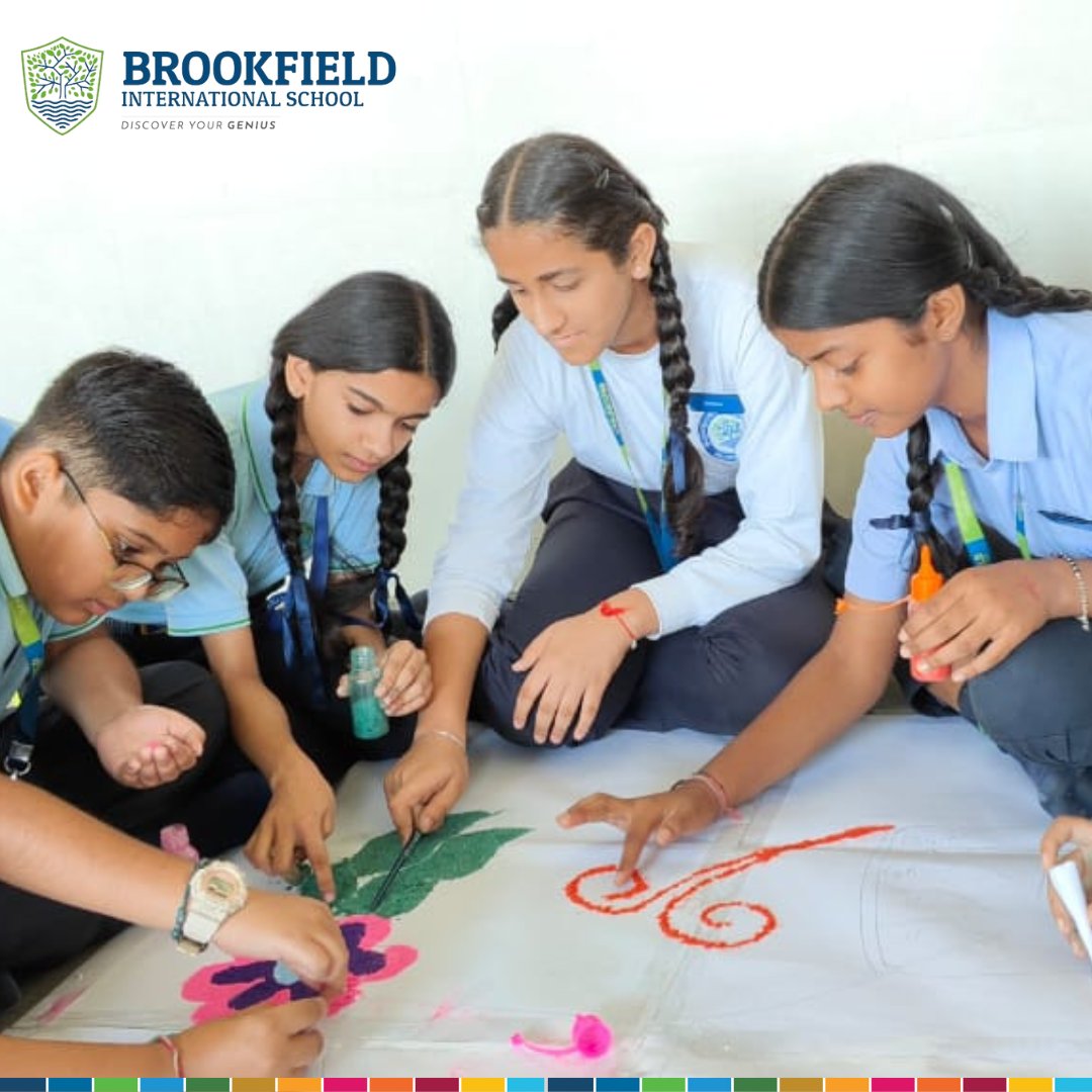 📷  An incredible Rangoli Competition held at Brookfield International School! 📷
On October 29, 2023, our Grade VI to VIII students showcased their artistic talents in the Inter House Rangoli Competition. 
#RangoliCompetition #InterHouseActivity  #BrookfieldInternationalSchool