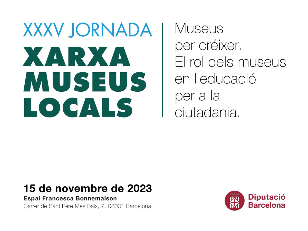 📢Nou! Ponents de #jornadaXML23 ja al web!
<a href="/cridamilano/">Cristina Da Milano</a> ECCOM
A.Batlles <a href="/museuciencies/">MCNB</a>
C.Lozano <a href="/ArtiumMuseoa/">Artium Museoa</a>
B.Colas @mbalyon
J.Boix <a href="/FJVerdaguer/">Fundació J.Verdaguer</a>
E.Fuertes <a href="/MuseuNac_Cat/">Museu Nacional d'Art de Catalunya | MNAC</a>
M.Pals <a href="/WM_Amsterdam/">Wereldmuseum Amsterdam (voorheen Tropenmuseum)</a>
E.Pascual <a href="/museujoguetcat/">Museu del Joguet de Catalunya</a>
M.Argelagués - Museu Hª Cerdanyola
Montse Mallol <a href="/MuseusOlot/">Museus d'Olot</a>