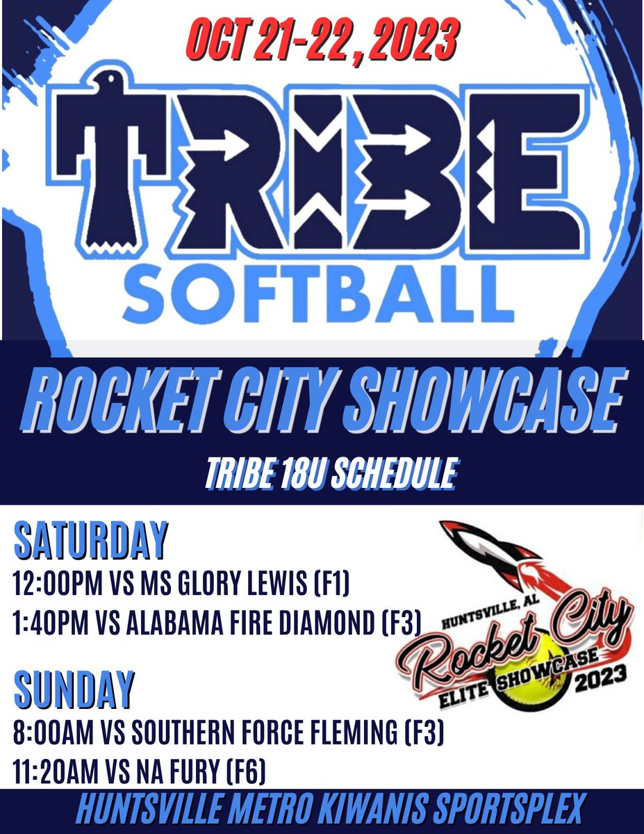 Tribe 18u (@05_tribe) on Twitter photo Rocket City schedule! <a href="/Kevin16Connell/">Kevin Connell</a> <a href="/hgshollenberger/">Hannah Shollenberger</a> <a href="/JoeGuth08812179/">Joe Guthrie</a> <a href="/UAHCoachLes/">Les Stuedeman</a> <a href="/sarahcespedes1/">Sarah Cespedes</a> <a href="/harleymullins11/">Harley Mullins</a> Rocket City schedule! <a href="/Kevin16Connell/">Kevin Connell</a> <a href="/hgshollenberger/">Hannah Shollenberger</a> <a href="/JoeGuth08812179/">Joe Guthrie</a> <a href="/UAHCoachLes/">Les Stuedeman</a> <a href="/sarahcespedes1/">Sarah Cespedes</a> <a href="/harleymullins11/">Harley Mullins</a>