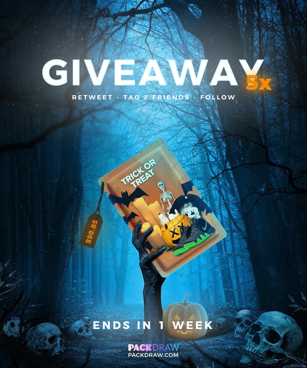 PackDraw's tweet image. 🎃5x Trick or Treat Pack Giveaway! ($98)

To enter:
- Follow
- Retweet
- Tag 2 friends

Winners picked in 1 week! 👻