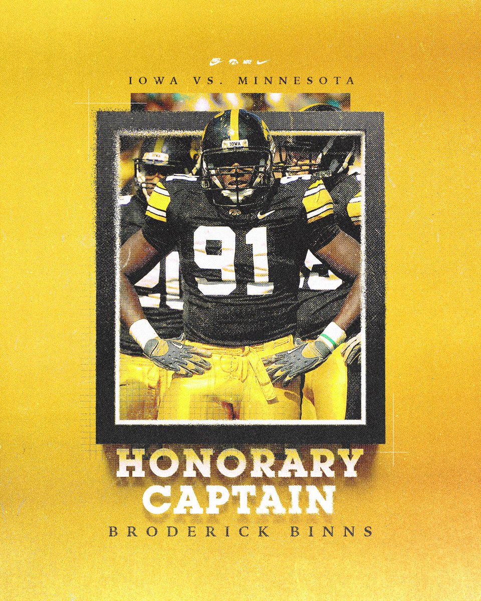 This Saturday's honorary captain is @BinnsBroderick! @LegacyHawks x #Hawkeyes