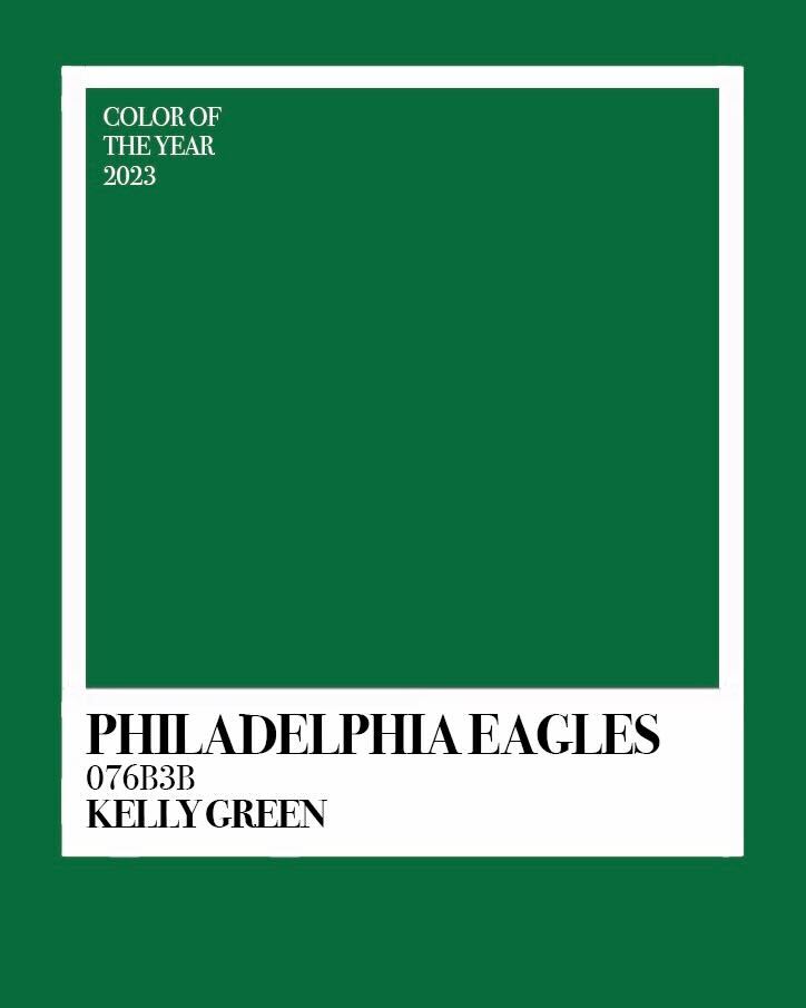 Philadelphia Eagles on X: Kelly Green, a vibrant symbol of growth and  vitality, encapsulates the energy and spirit of the Philadelphia Eagles.  This lively shade reflects the Eagles' storied history, embodying their