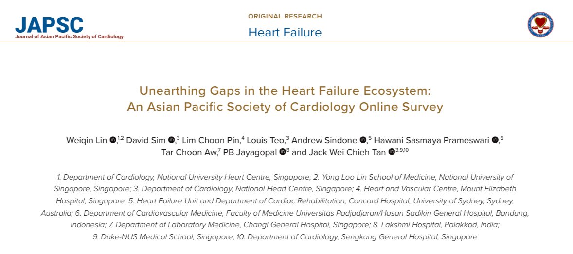 The practice of #HeartFailure is highly heterogenous amongst countries and health systems in #AsiaPacific region. Our survey hopes to identify gaps in HF practice, for us to reflect upon and improve care delivery. #CardioTwitter #Cardiology @apsc_office @NUHCS