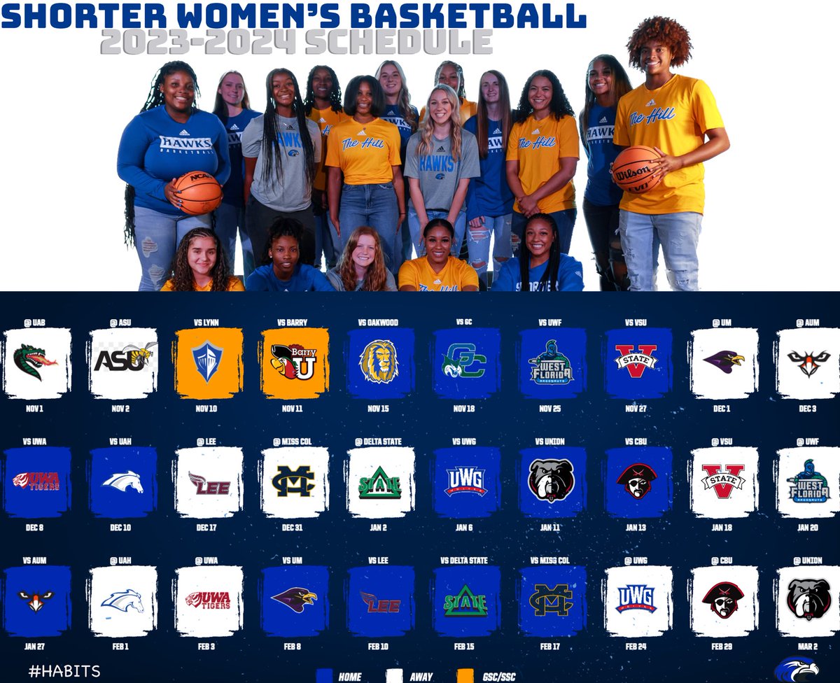 Our 2023-2024 schedule is set‼️ Come out and support your lady Hawks this season 🔵⚫️🦅 #HABITS