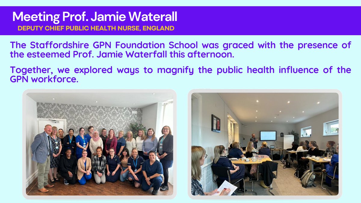 A huge 'thank you' to @JamieWaterall for joining our GPN Fellowship session this afternoon. It was wonderful to look at ways to maximise the public health impact of the GPN Workforce. #StaffsGPNFS #StaffsTH