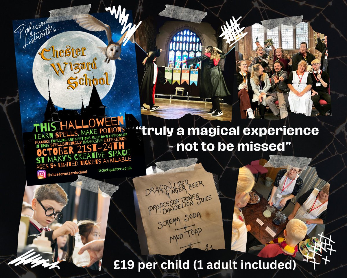 Only 2 more sleeps until Chester Wizard School is back. There's still time to book on for this extra special experience. Search Chester Wizard School at ticketquarter.co.uk @whatsonchester @VisitCheshire @VisitChester_