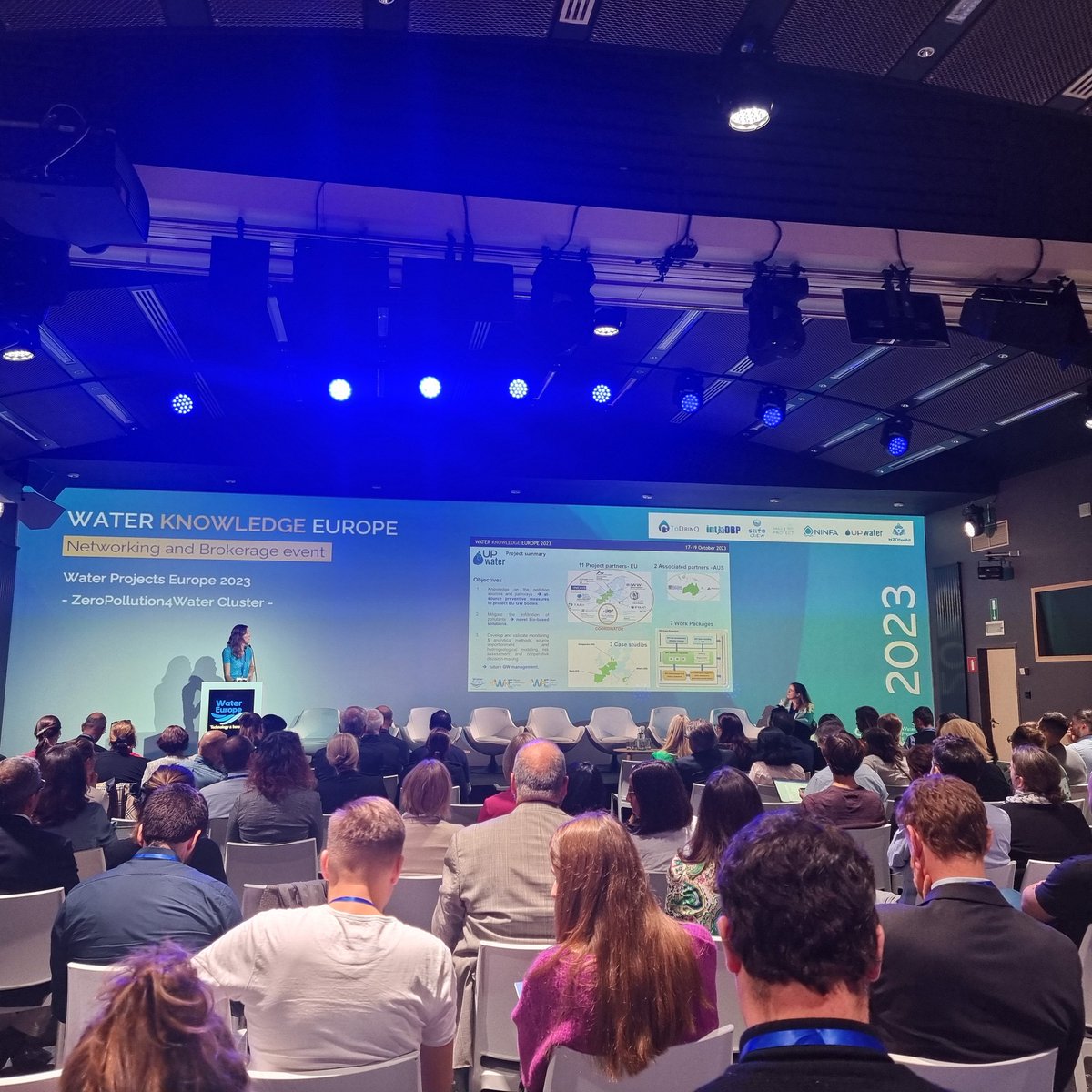 H20EU's tweet photo. 👏Happy to see all the projects of the #ZeroPollution4WaterCluster presenting their activities &amp; the unique elements they bring in this Cluster! #WKE2023 @mar2protect @safeCREW_org @PH2oforall @ninfaproject9

➡️A panel discussion with all the 7 projects' representatives coming 🔜 https://t.co/51UTTOiOxx