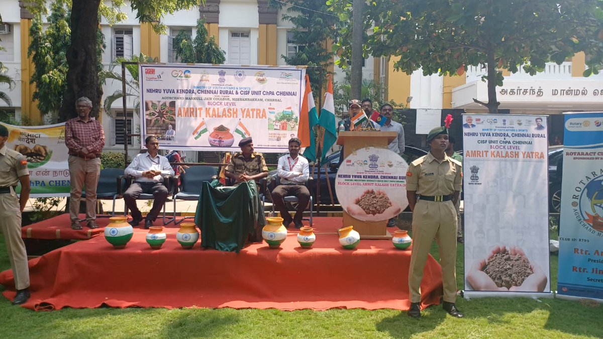 NYKChennai's tweet photo. #Anurag Office #cleanindia3 #cleanindia2023 ianuragthakur07 @yasMinistry@NITKM2021@Nyksindia  MMMD Block  Level Amirta Kalash Yatra at A.M.Jain College Meenambakkam on 18.10.2023 Chief Guest Veteran Col K S. Chakravarthi EME (Retd.)  Dr.J.SAMPATHKUMAR DD, Dr.N.Venkataramanan https://t.co/mI4AkmQRn4