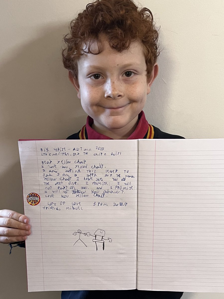 SacredHeartNM's tweet photo. Oh no! The chairs quit! 😱
Thankfully we have superb writers across the school to persuade the chairs to come back! Phew! #creativewriting #persuasivewriting #bigwrite https://t.co/K1AQwmqT45