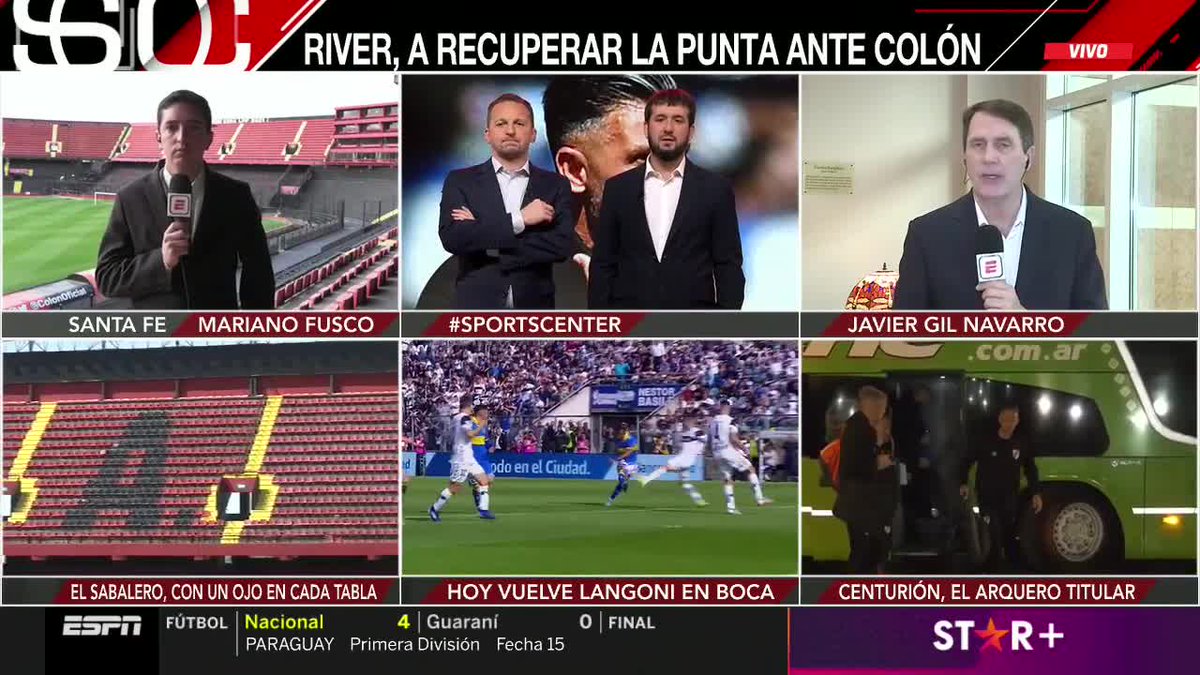 #AHORA - En #SportsCenter, palpitamos el duelo entre Colón y River junto a @MarianoFusco2 y @javigilnavarro. 📺 #ESPNenStarPlus ➡️ rb.gy/glbtr