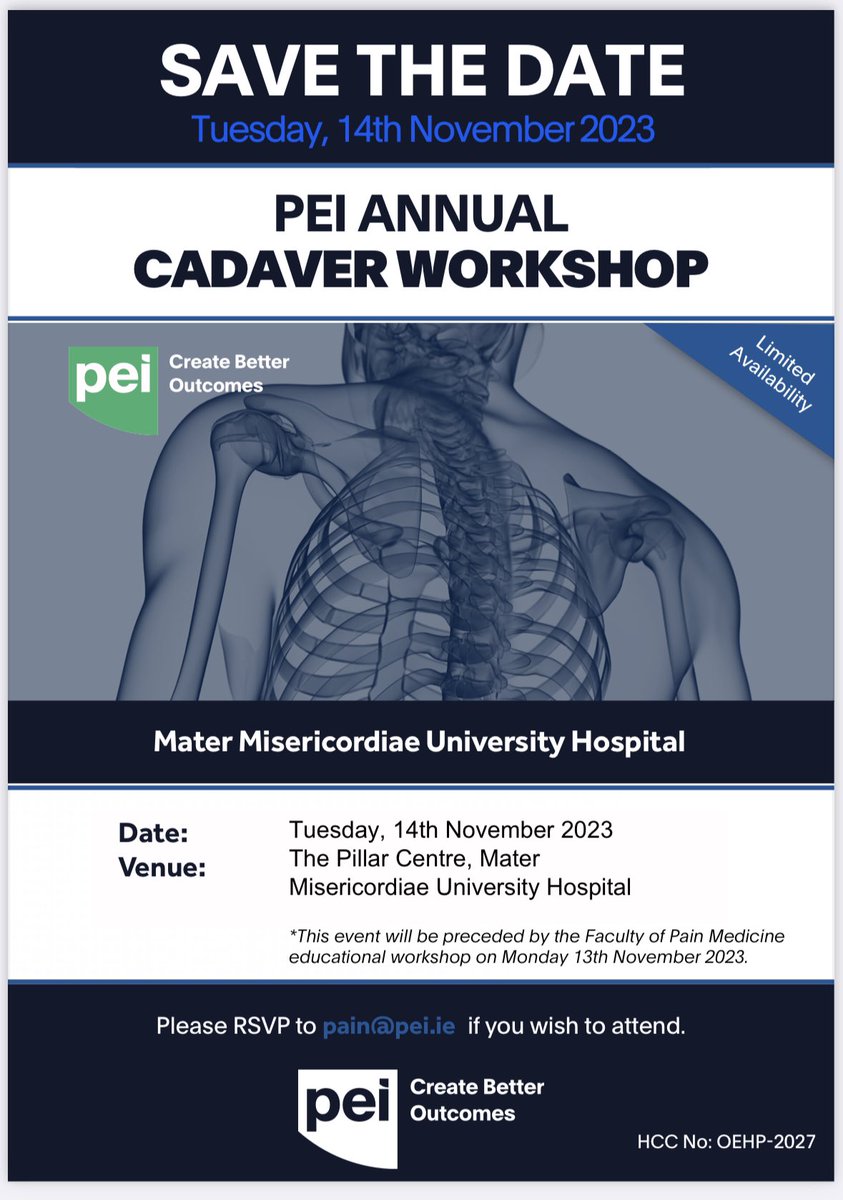 ISRA (@isra_ireland) on Twitter photo Cadaver workshop for interested doctors at all levels. Hands-on practice including head and neck interventions and SCS in cadavers, US interventions in live models, suturing practice station and intrathecal therapy. Register interest early with pain@pei.ie Cadaver workshop for interested doctors at all levels. Hands-on practice including head and neck interventions and SCS in cadavers, US interventions in live models, suturing practice station and intrathecal therapy. Register interest early with pain@pei.ie