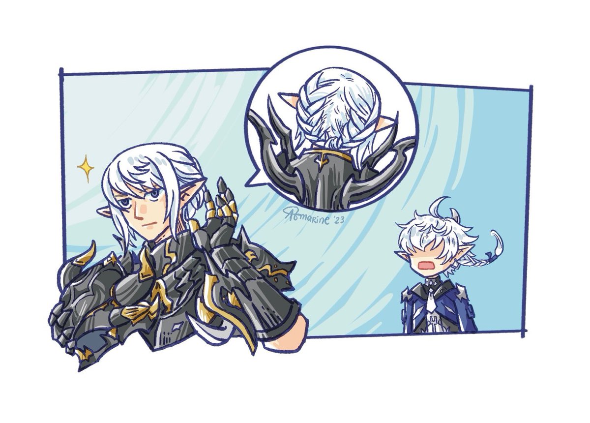 aomarineSword's tweet photo. Helmet hair Estinien 
#FFXIVART #ffxiv https://t.co/kuqkoxxqgM