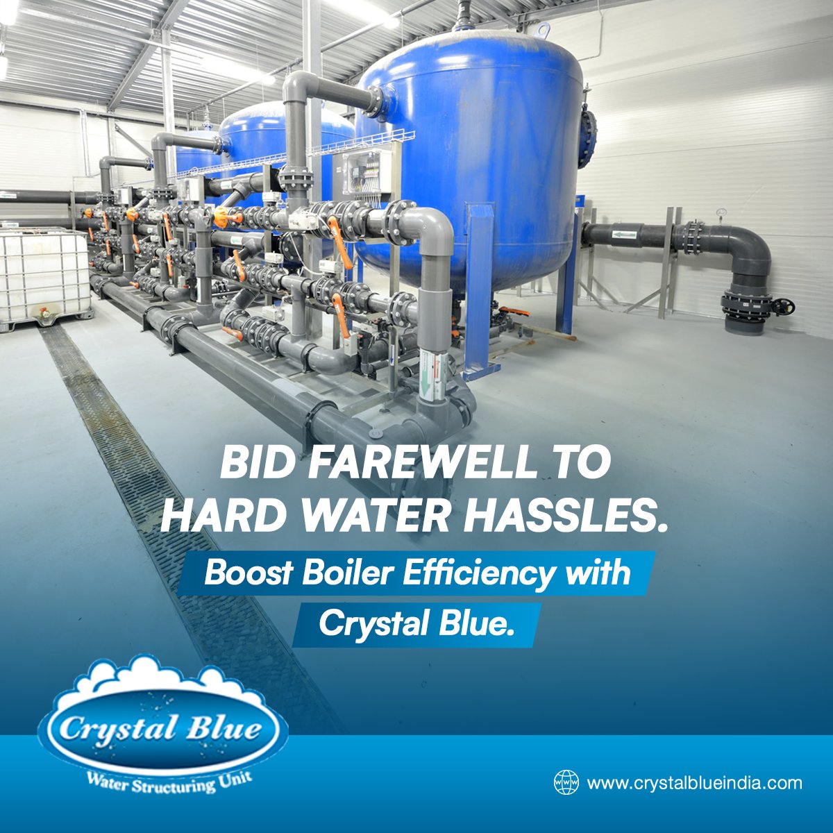 CrystalBlueIn's tweet photo. Say goodbye to the persistent challenges of hard water with Crystal Blue. Our structured water technology transforms hard water into a more user-friendly form, preventing scale buildup and corrosion. 

#crystalbluewater #structuredwater #crystalblue #hardwater #boiler https://t.co/Fv9QcHa7Vf