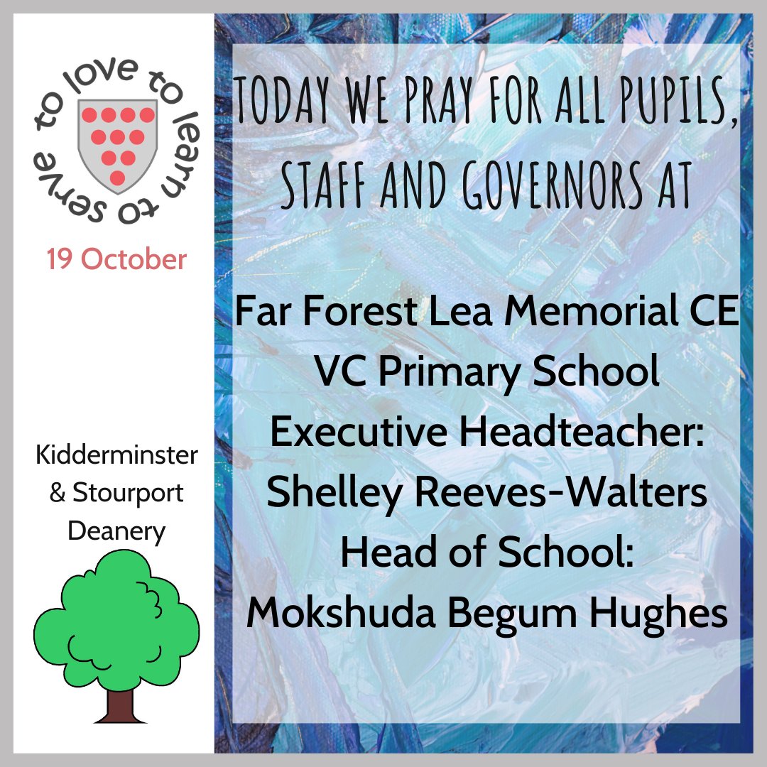 Diocesan Edu Team (@cofeworceduteam) on Twitter photo 🙏 Today we #pray for all pupils, staff and governors at <a href="/farforestlea/">Far Forest Lea Memorial CE Primary School</a> in Kidderminster. Executive Headteacher: Shelley Reeves-Walters and Head of School Mokshuda Begum Hughes. 🙏 Today we #pray for all pupils, staff and governors at <a href="/farforestlea/">Far Forest Lea Memorial CE Primary School</a> in Kidderminster. Executive Headteacher: Shelley Reeves-Walters and Head of School Mokshuda Begum Hughes.