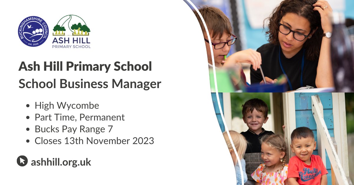 Ash Hill seek a skilled School Business Manager to provide support to the Headteacher and ensure the day-to-day smooth running of the school. If you have excellent interpersonal and organisational skills, apply here: jobs.buckinghamshire.gov.uk/job_detail/293…

#SchoolBusinessManager #SchoolSupport