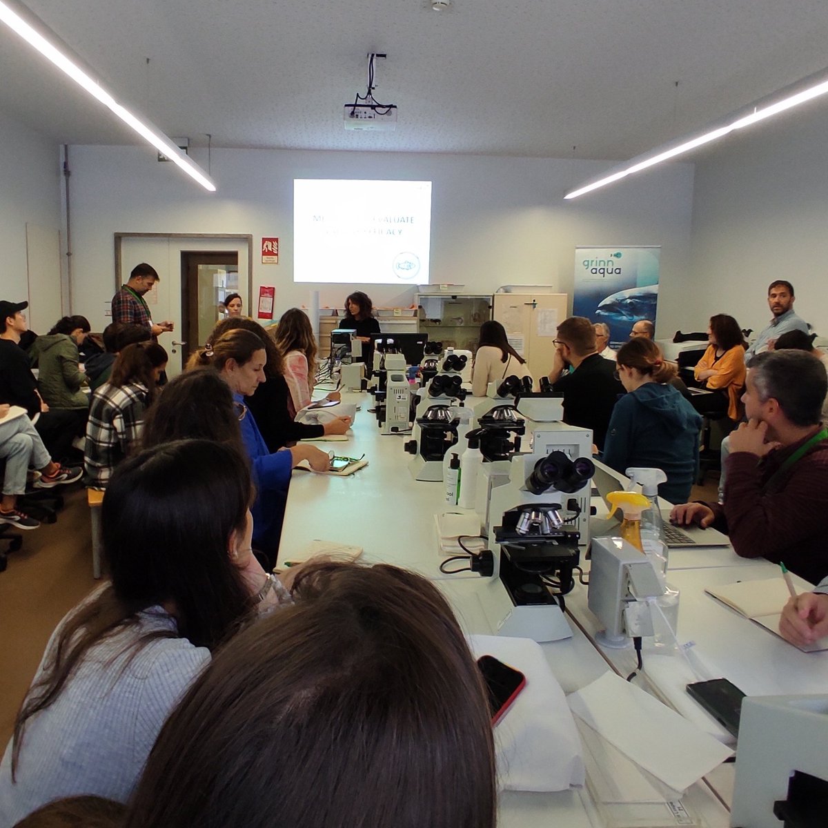 ✨ It's the final stretch of our 2-day workshop, and Carolina Tafalla and Patricia Rosales' presentation on vaccine efficacy is a fitting conclusion. 💉
🧪 We're now equipped to make a difference as we work towards healthier aquaculture

#FishVaccination #FishHealth #Aquaculture
