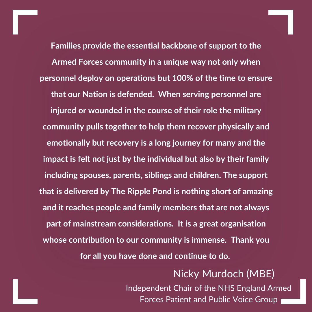 theripplepond's tweet photo. Honoured to have Nicky Murdoch (MBE) recognise the unwavering support families provide to our Armed Forces and The Ripple Pond's efforts to reach out to the often overlooked members of the Armed Forces Community.
#YourForcesFamilyNetwork https://t.co/WBUA1tVg3g