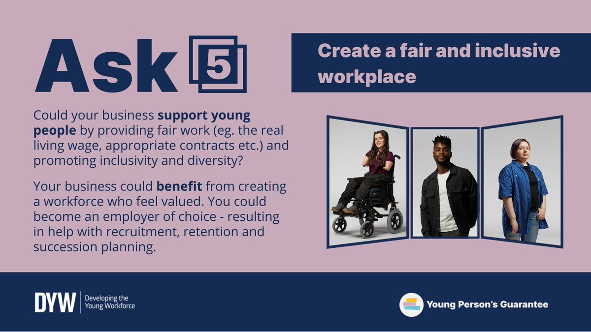 Could your business or organisation commit to providing fair work to young people in Scotland? Find out more about the benefits to both your business and young people: bit.ly/3WRRRja #YPGuarantee #DYWScot