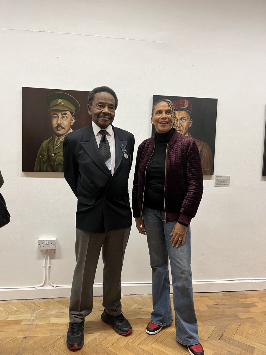 It was a honour to welcome artist Jacqui Cooke to SPACE Ilford for the launch of her exhibition 'Evidence of those not seen'. Seen here with local resident Gordon Murrell & his British Army service medal recently reconditioned by BBC The Repair Shop #BlackHistoryMonth