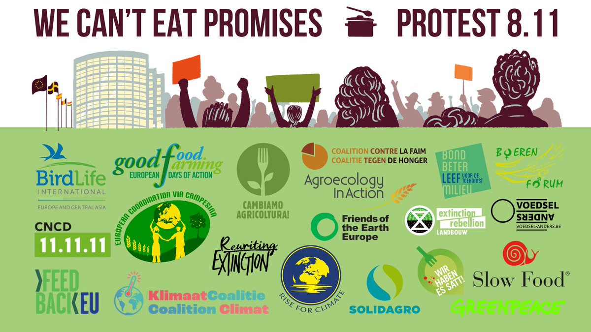 Why join us on the streets in Brussels on November 8th? Big agroindustry and decision-makers continue to serve us empty promises. The reality? We can't eat promises. It's time for action! 🍃🍴 goodfoodgoodfarming.eu/home/protest/