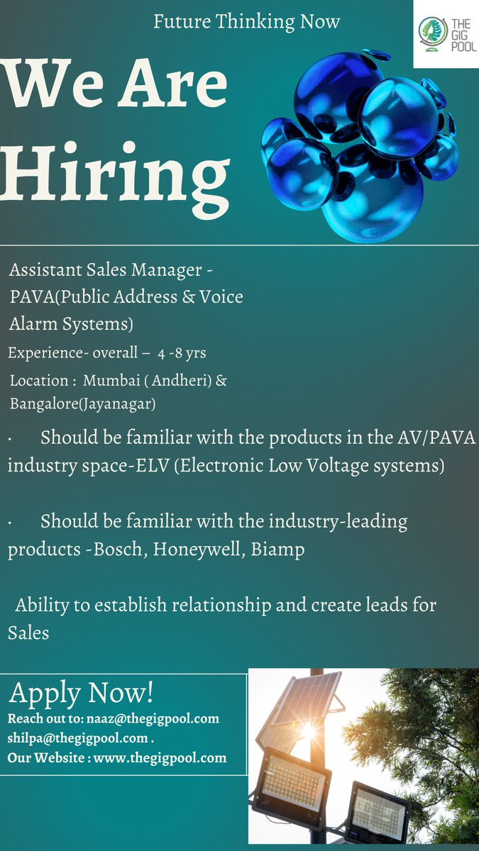 PoolGig's tweet image. #assistantsalesmanager #publicaddresssystem #andheri #banglore
We are Hiring Now !!