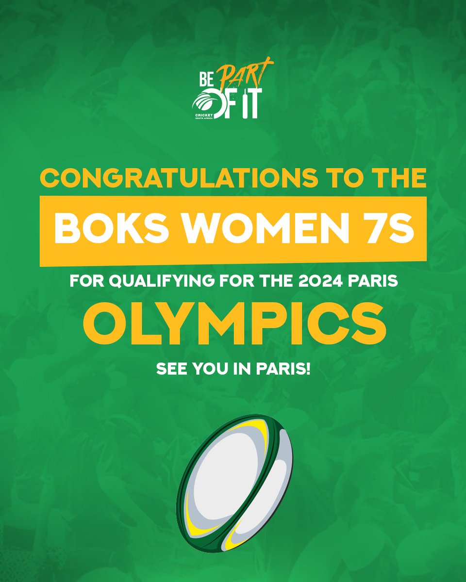ProteasWomenCSA's tweet photo. 🇫🇷 𝙋𝙖𝙧𝙞𝙨 𝘽𝙤𝙪𝙣𝙙

A huge congratulations to the @WomenBoks 7's team for qualifying for the #2024Paris Olympics 🇿🇦

We are fully behind you 💪🏉

#WozaNawe #BePartOfIt https://t.co/JAtITVAk6G