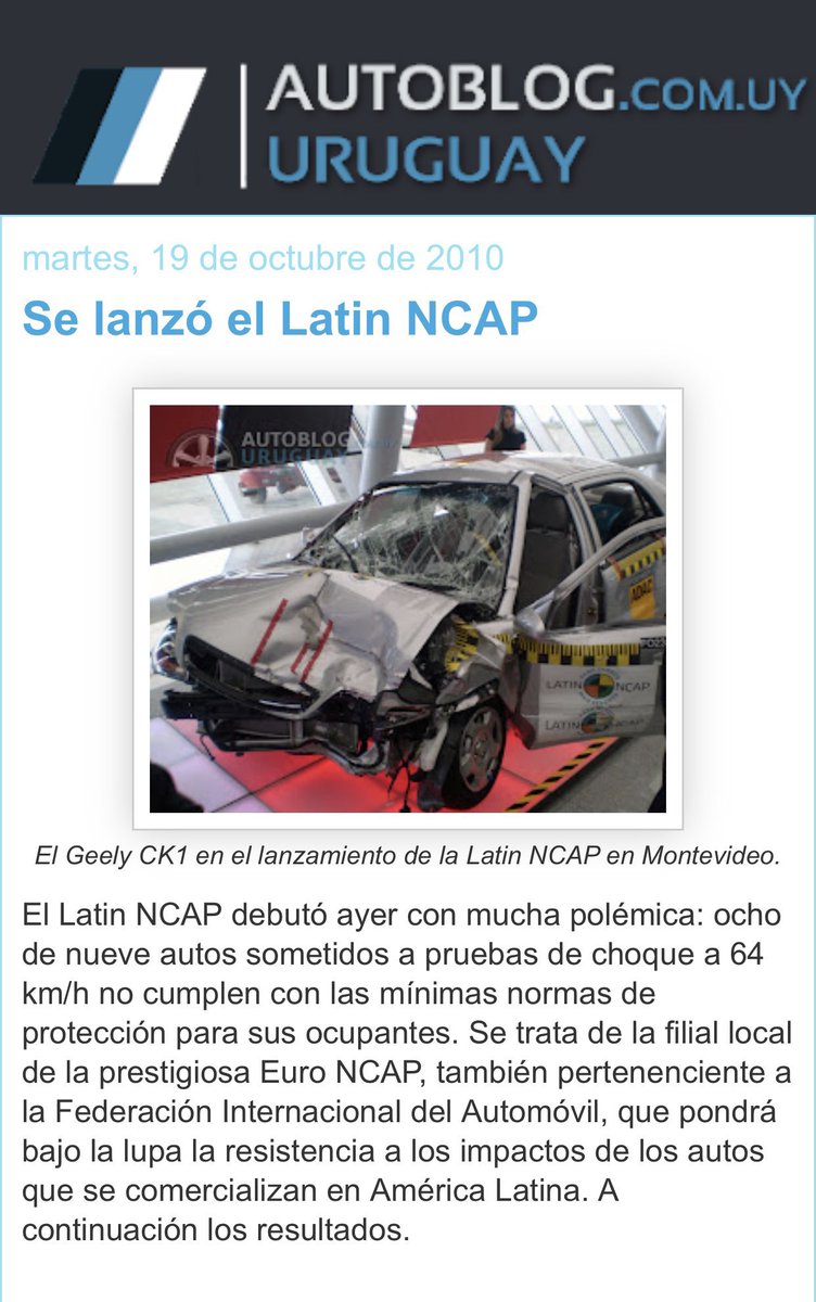Un 19 de octubre como hoy, pero hace 13 años, nacía <a href="/LatinNCAP/">Latin NCAP</a> y también Autoblog con esta nota.

Muchas gracias a todos los que cada día aportan a que este “blogcito” siga existiendo. 

Y a Latin NCAP, ¡feliz 13º aniversario 🥳!