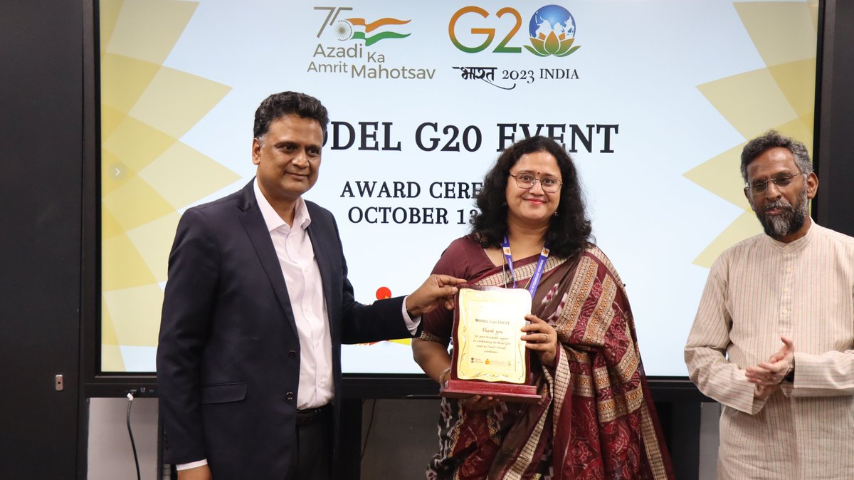 InspireFaculty's tweet photo. It was an honor to be felicitated by Shri K Sanjay Murthy, Secretary, Higher Education, Ministry of Education, GoI in the presence of Prof B. S. Murty, Director of IITHyderabad in the Model G20 award ceremony event!
#G20Bharat #g20indiapresidency #modelg20 #modelg20awardceremony https://t.co/Ruet1ROL9e