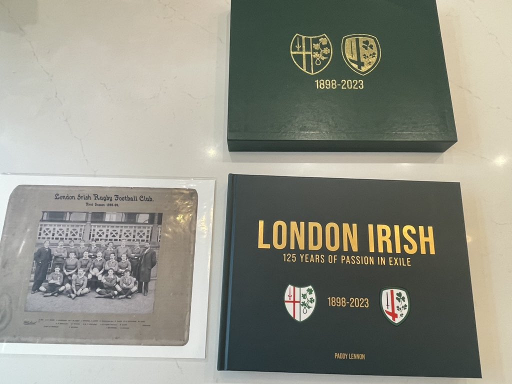 jonathanturner's tweet photo. @londonirish @rugbyLI @LISCrugby @LondonIrishARFC Thank you Paddy Lennon. This is a fantastic book for every fan, everyone who was ever a player, staff member or involved in London Irish in its 125years. Thank You https://t.co/21eJNMOqB9