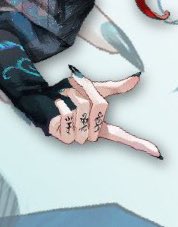 shenhe (genshin impact) solo 1girl gloves close-up black nails nail polish fingernails general  illustration images