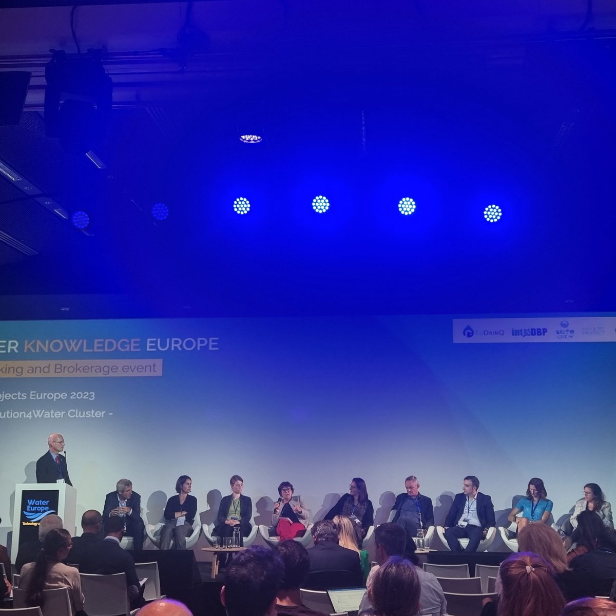 🎙'Think big & bold. Think how you can contribute to #water #security and #safety. Look at the upcoming local priorities and showcase how #zeropollution can become a reality in #Europe!' says @violetakuzmick1 during the panel discussion of #WPE2023 at #WKE2023 #WaterSmartSociety