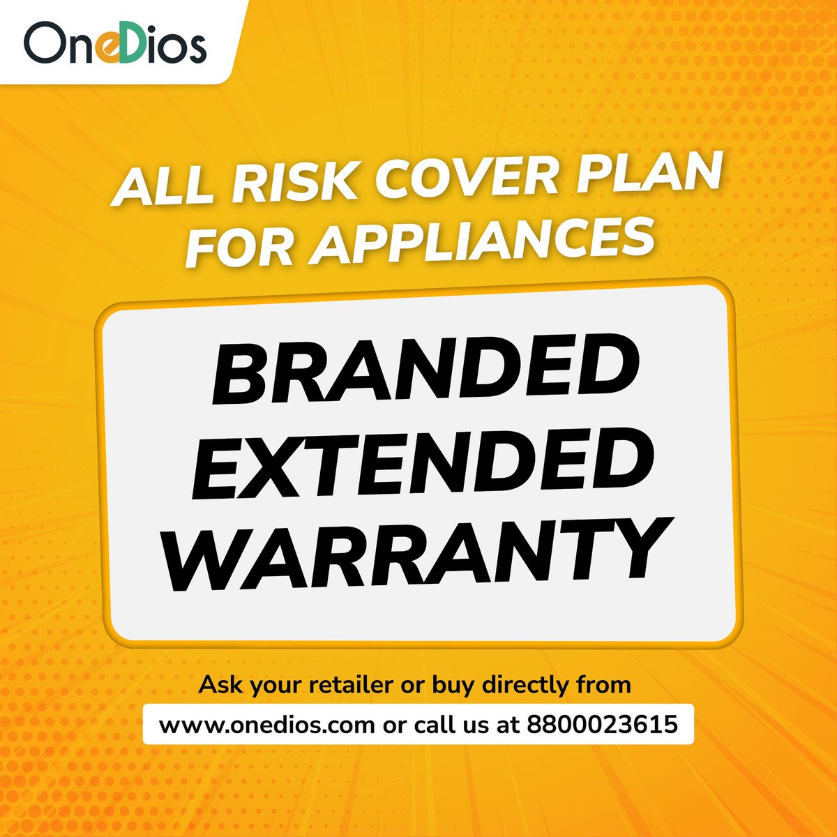 OneDios_India's tweet image. Secure Your Peace of Mind with Our All-Risk Coverage Extended Warranty! 🔒✨
 #WarrantyProtection #TotalPeaceOfMind #BrandedCoverage #appliancescover #extendedwarrantyavailable #onedios