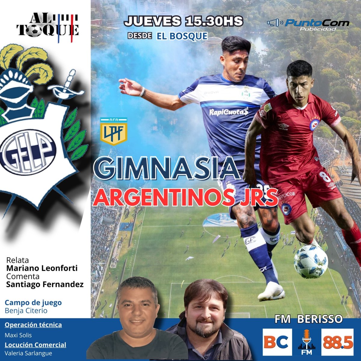 Juega @gimnasia_oficial  ⚽🐺⚪🔵⚪ frente a <a href="/aaajoficial/">Argentinos Juniors</a> .. por @fmberissociudad  relata 📻🎙️ @mariano_leonforti  comenta <a href="/santi_fernande5/">Santiago Fernández</a>  con @benjaciterio  @valeriasarlangue  <a href="/maxisolis/">maximiliano</a>