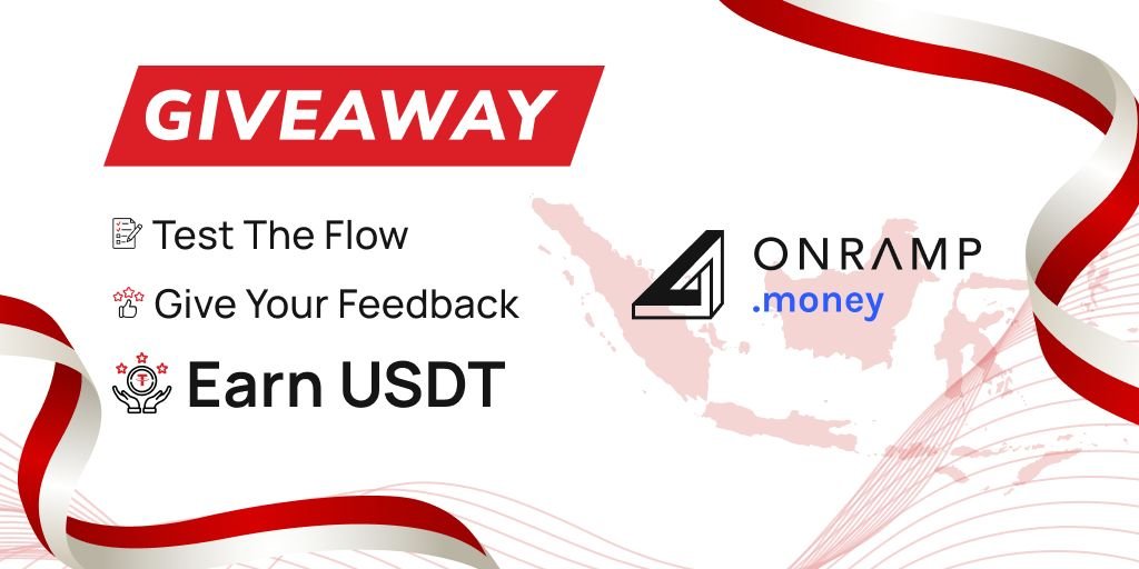 onrampmoney's tweet photo. 🇮🇩 Test User Flow, Share Feedback, Earn Rewards! 

Onramp allows lightning-fast cryptocurrency purchases via bank transfer to any wallet or CEX.⚡️

Become an Early #Onramp User in Indonesia and Reap the Benefits

🏮 How to participate:

1️⃣ Be an early user in Indonesia 🇮🇩 
2️⃣ Share your feedback or suggestions to enhance the  user experience here: https://t.co/SoYyPDUoQE
3️⃣ Earn up to $5 in USDT or enjoy 5 Gasless Transactions. 💰

🏮 Join us to:

1️⃣ Shape the Crypto Onramp experience 
2️⃣ Earn rewards
3️⃣ Get exclusive opportunities to work with Onramp Indonesia Team

#Indonesia #CryptoGiveaway