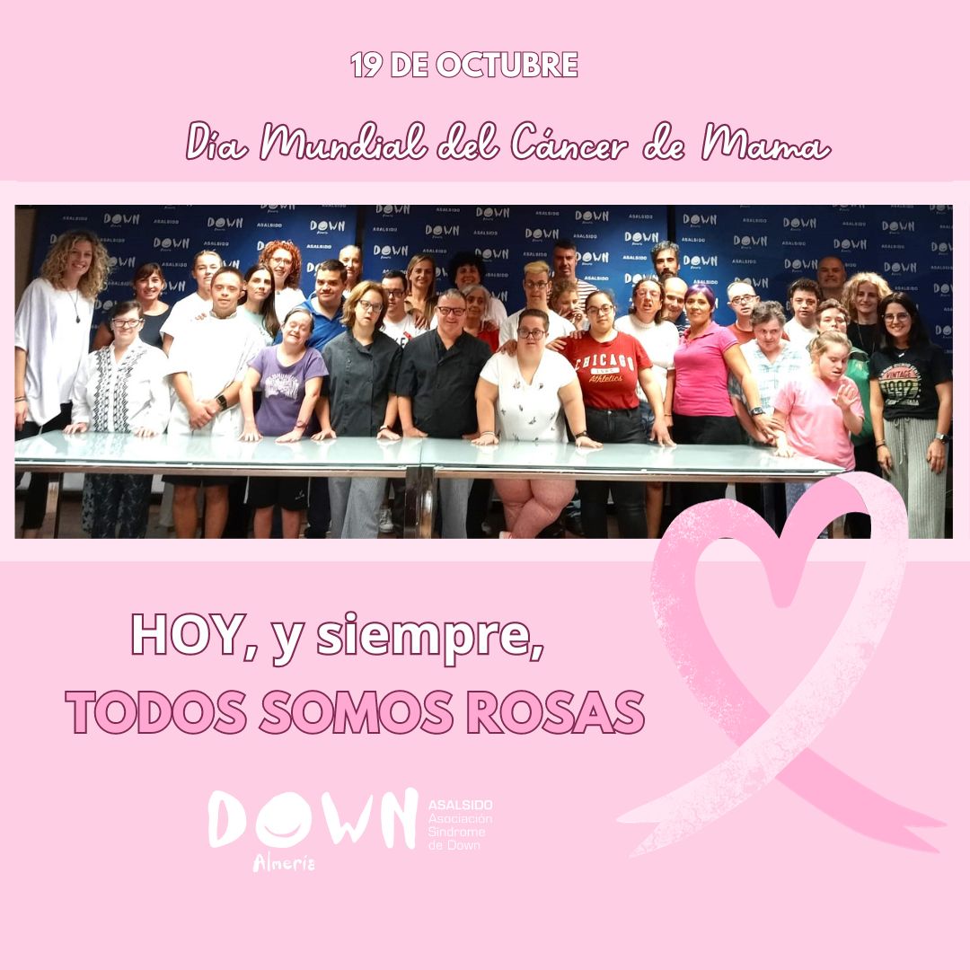 En Asalsido-Down Almería estamos comprometidos en la lucha contra el Cáncer de Mama y somos conscientes de la importancia del diagnóstico precoz y la investigación para minimizarlo.

#DíaInternacionalDelCáncerDeMama #Asalsido