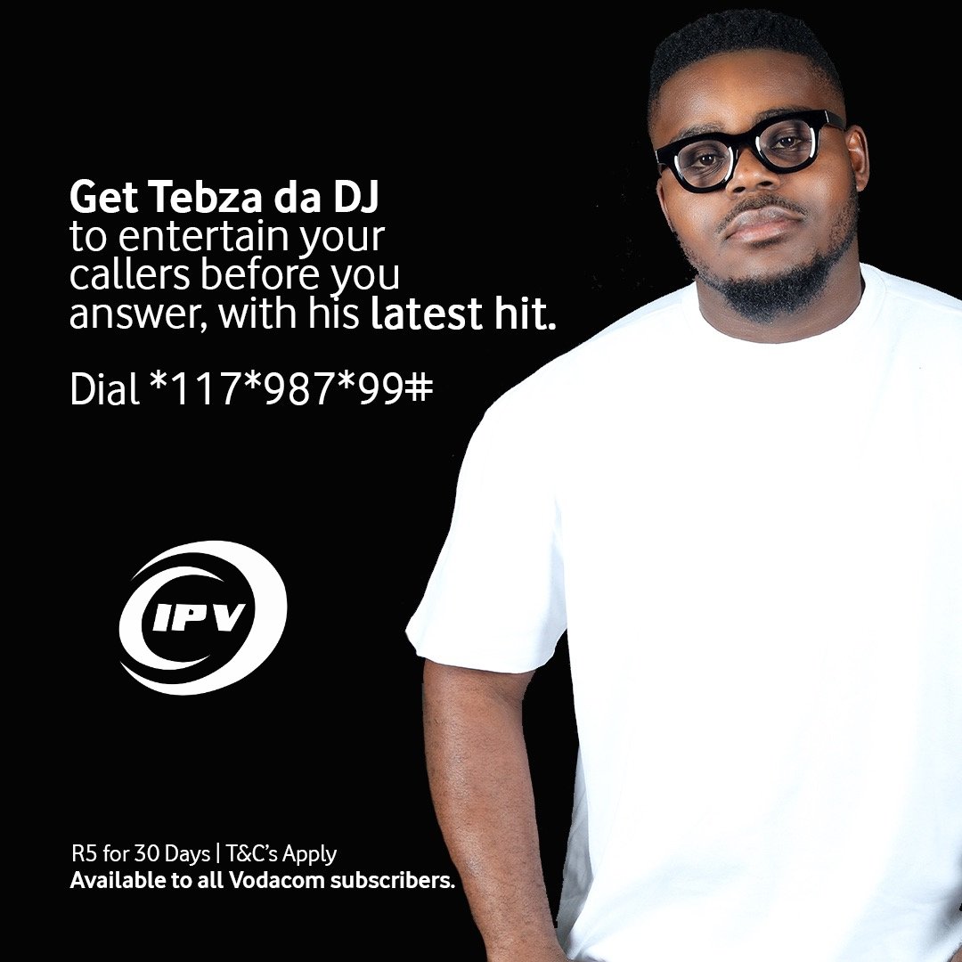 Get Tebza De DJ to entertain your callers before you answer, with his latest hit (Ka Valungu)
Dial *117*987*99#
Available to all vodacom subscribers