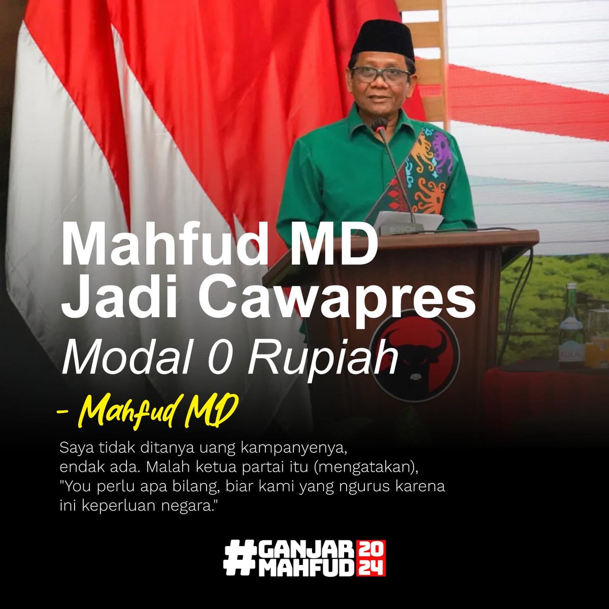 Yang membedakan paslon Ganjar Mahfud dengan yang lain, mereka dipilih jadi calon pemimpin bukan karna politik uang atau mahar politik, mereka dipilih karna punya integritas, kapasitas, berpengalaman dan keduanya pekerja keras.

Itu modal yg tak bisa dinilai dengan rupiah!