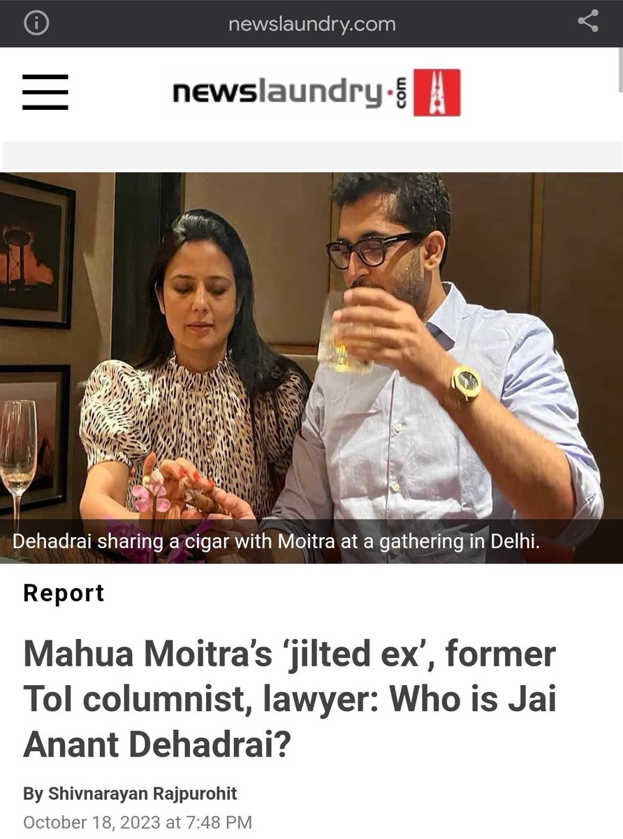 #MahuaMoitra & #JaiAnantDehadrai broke up after 3-years of relationship

▪️Both had filed cases against each other, including custody of their dog HENRY 🐶

▪️Feminists today are crying revenge by ex boyfriend after relationship going sour

▪️Same Feminists are absolutely OK when